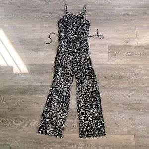French Connection floral jumpsuit, black + white, size 2, NWT